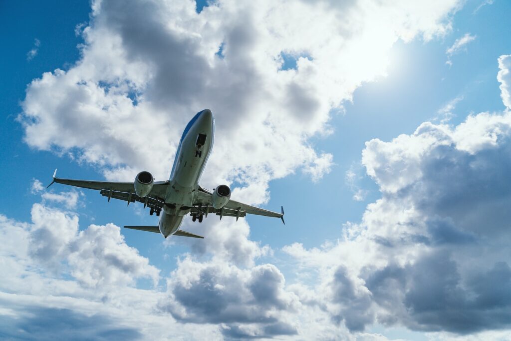 Low angle photography of airliner during flight