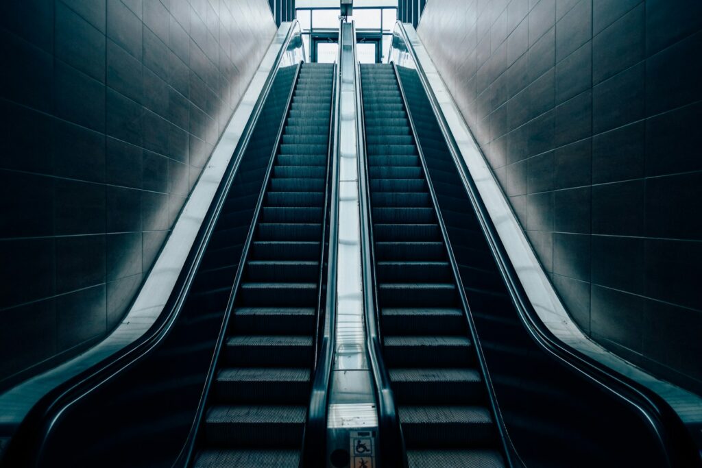 architectural photo of escalator