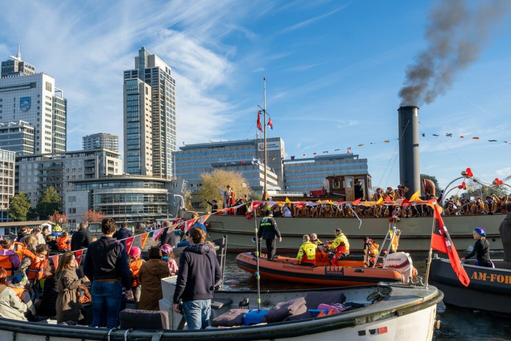 a group of people on a boat